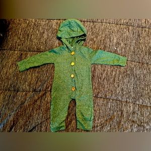 3-6 Month Green Button Long-Sleeve & Pants Onesie : Brand New!